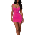 thumbnail image 4 of xiaxaixu Robe Corset Aguichant pour Femmes, Été, Fente Haute, Nouée devant, Mini Robe à Bretelles Spaghetti, 4 of 9