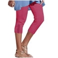thumbnail image 2 of Women's Capris Wide Leg -Flowy Breathable High Elastic Waist Cropped Pants with Pockets for Women All Season Leisure Wear, 2 of 6