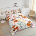 thumbnail image 4 of Kawaii Fox Comforter Set Full Size,Cartoon Fox Floral Bedding Set,Cute Colorful Flower Quilt Bed Set Wildlife Animal Print Down Comforter with 2 Pillowcases, 4 of 7