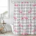 thumbnail image 4 of Pink Flamingo Bathroom Shower Curtains with 12 Hooks Polyester Waterproof Shower Curtain for Stalls and Bathtubs Summer Tropical Animals Grey Plaid Decorative Bathroom Privacy Curtain 48x72 Inches, 4 of 9