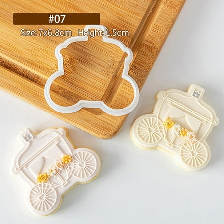 

Princess Castle Cookie Press Stamp Happy Birthday Cake Decoration Tool Acrylic Cartoon Biscuit Mold