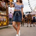thumbnail image 6 of Wxolcjlv Women's Denim Midi Skirt Embroidery Ornate Motif High Waist Slim Fit Retro Skirts, 6 of 8