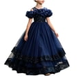thumbnail image 2 of LEKWK Girls Sparkly Princess Dress Sequin Ruffles Sleeve Tulle Ball Gown Off Shoulder Tiered Pageant Dresses for Birthday Party Stage Performance Costume, 2 of 9