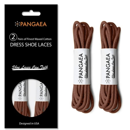 Image of [4 Laces] 2Pair-Pack Waxed Round Oxford Shoe Laces for Dress Shoes Chukka 3/32Inch Thin(#02 Brown 30in (76cm))