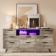 thumbnail image 3 of Garvee Wooden antique light color Bedroom Dresser with LED Lights and Electrical Outlet, 55-inch TV Stand with 8 Drawers, Modern Chest of Drawers for Closet, Hallway, Entryway, 3 of 8