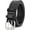 Black, variant on Men Double Prong PU Leather Belt Casual Work Heavy Duty Belt Double Grommet Holes Belt for Jeans