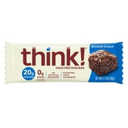 think! High Protein Bar, Brownie Crunch, 20g Protein, Gluten Free, 10 Count
