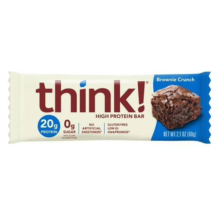 think! High Protein Bar, Brownie Crunch, 20g Protein, Gluten Free, 10 Count