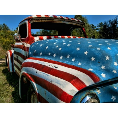 Old Ford Truck Painted With American Flag Pattern Rockland