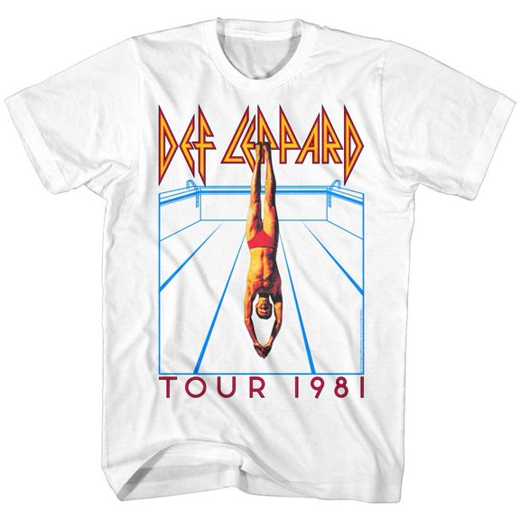 Def Leppard High n Dry Tour 1981 Men's T Shirt (White, Adult2XL)