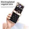 thumbnail image 4 of MonsDirect for 6.7 inch Samsung Galaxy Z Flip 4 5G 2022 Case, Hinge Protection Plating Frame Hard PC Shell Diamond PU Leather Cover Shockproof with Finger Ring Stand Holder for Galaxy Z Flip 4, Black, 4 of 7