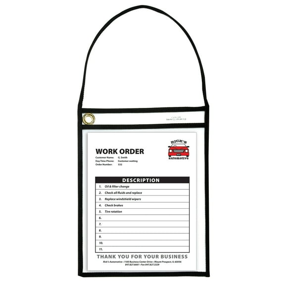 C-Line Shop Ticket Holder with Strap, Black, Stitched, 75", 9 x 12, 15/BX