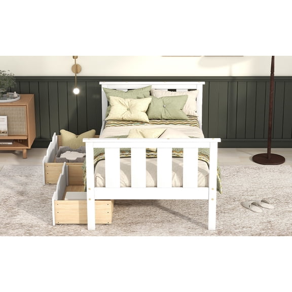 Sumdeal Platform Bed Wood Bed Frame with Storage Drawers,full size,twin size ,white,grey Espresso(6 specs in all)