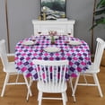 thumbnail image 2 of Pink Purple Checkered Pattern Round Tablecloth 60"x60",Wrinkle Wipeable Table Cloth for Kitchen Dining Room Picnic Patio Party, 2 of 6