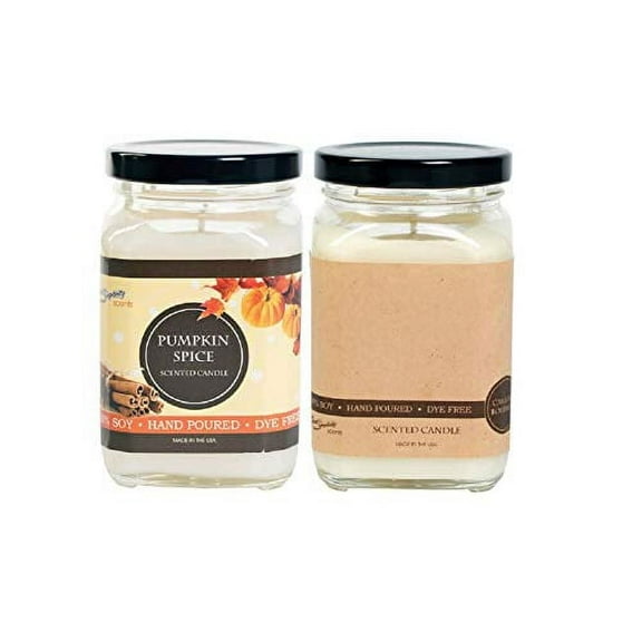 FloralSimplicity 8 oz Scented Soy Candles (Pumpkin Spice & Caramel Bourbon)