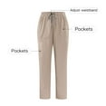 thumbnail image 2 of XPMWRP Men's and Women's Cargo Pants Slim Fit Elastic Waist Drawstring Nurse's Pants Solid Straight Leg Pants with Pockets Khaki M, 2 of 7