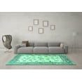 thumbnail image 3 of Ahgly Company Machine Washable Indoor Round Persian Turquoise Blue Traditional Area Rugs, 4' Round, 3 of 4
