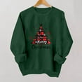 thumbnail image 5 of Guzom Womens Green Christmas Crewneck Sweatshirt - Long Sleeve with Buffalo Plaid Tree & Merry Christmas,Size XS, 5 of 5