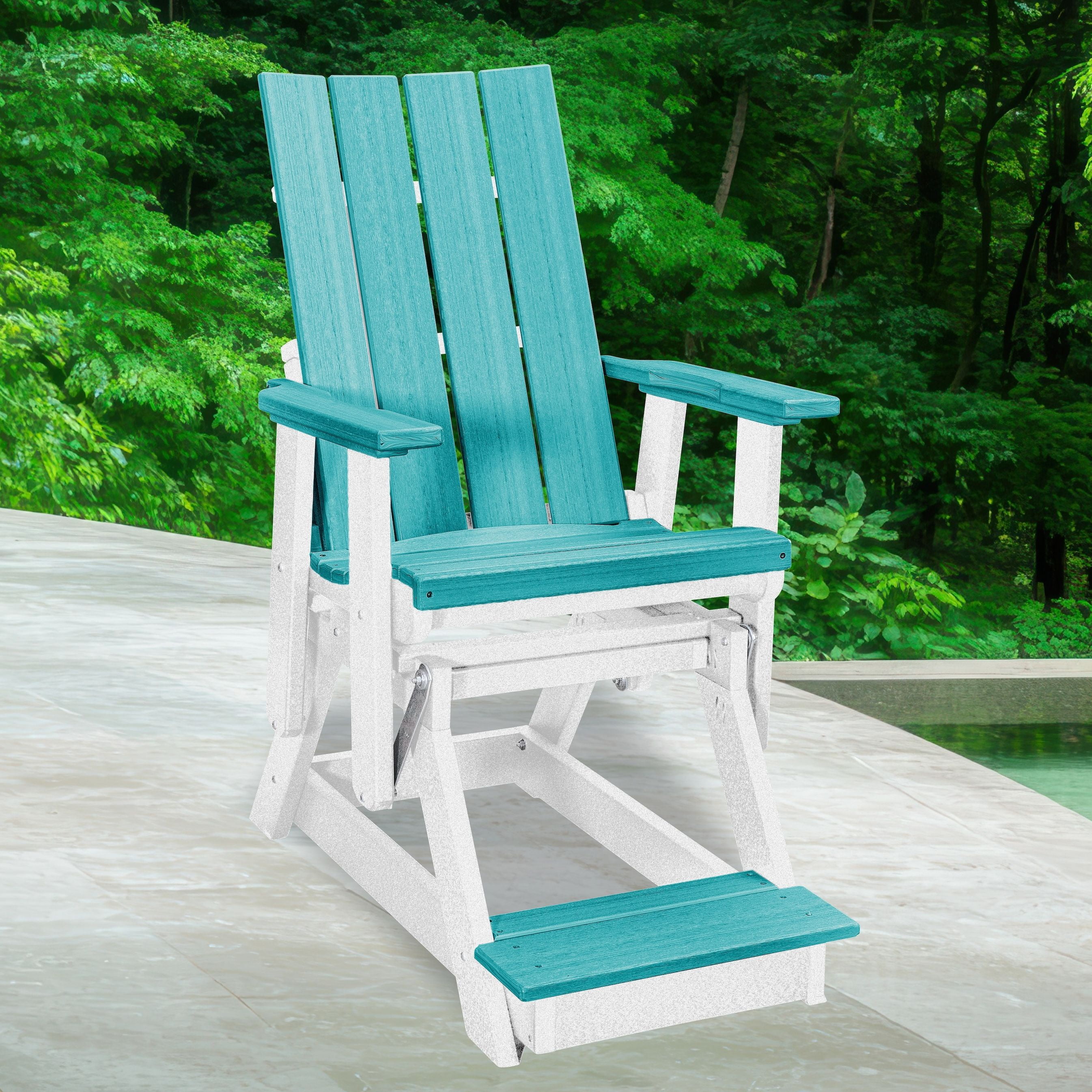 American Furniture Classics Model 416ARW Brandon Balcony Glider in Aruba Blue on a White Base