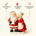 thumbnail image 5 of Mr. & Mrs. Santa Claus Resin Figurines Set of 2 – Hand-Painted Christmas Decorations Couple Kissing Pose Vintage Red & White Holiday Mantel Tabletop Décor (Red Santa Couple), 5 of 8