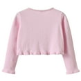 thumbnail image 4 of XQYLOS Toddler Girls Long Sleeve 𝖡olero 𝖲hrug Cardigan Knit Sweater Cover Up with Button Closure, Cropped Tops for Kids, Fashionable Loose Fit 𝖫oungewear, 4 of 5