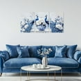 thumbnail image 3 of FCCUYE Blue Peacock White Floral Wall Art Set of 3 Canvas Nature Prints Painting Bird with Flower in Blue White Porcelain Vase Poster Picture for Living Room Bedroom Decor(Bir-02,12"x16"x3), 3 of 7