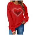 thumbnail image 2 of YOIAVAIOY Valentines Shirts for Women Fashion Long Sleeve Heart Graphic Sweatshirts Causal Lounge Tops Valentines Gift Red M, 2 of 8