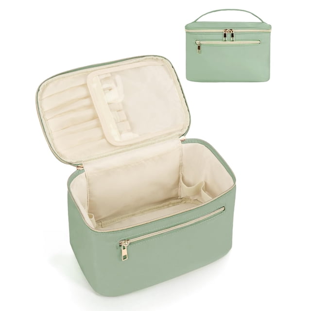 Bolsa de maquillaje Wandering Nature, organizador de viaje grande, color verde