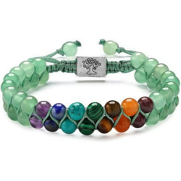 7 Chakra Stone Bead Yoga Meditation Bracelet Healing Crystal Double Layer Natural Gemstone Beaded Relax Anxiety Bracelets for Women Men