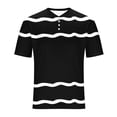 thumbnail image 5 of T Shirts for Men with Button Short Sleeve Crewneck Tees Tops Mens Casual Stripe Printed Pullover Slim Breathable Loungewear Workout Tshirts Shirt, 5 of 5