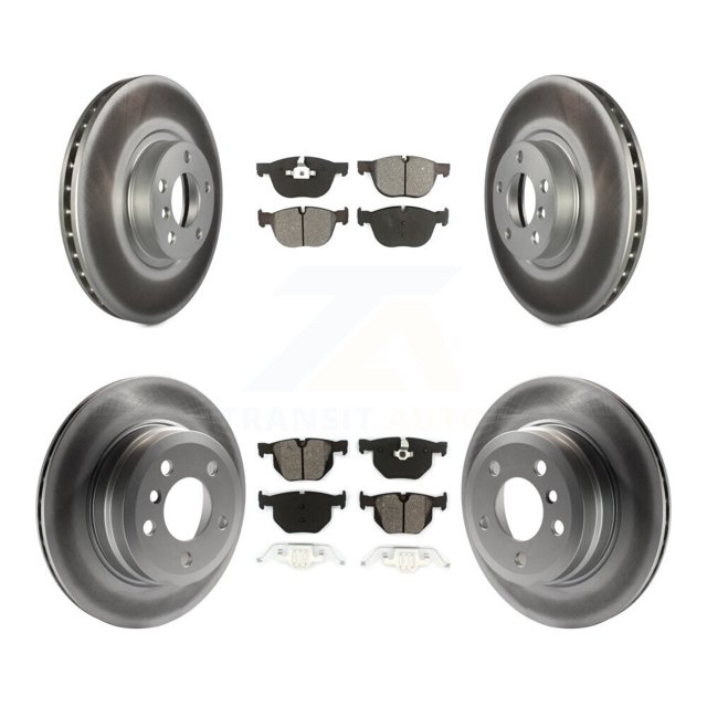 Transit Auto Front Rear Coated Disc Brake Rotors and Semi-Metallic Pads Kit for Car BMW X5 X6 KGS-100986