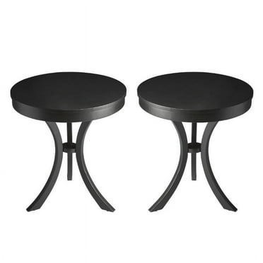 Home Square Round End Table in Black Licorice - Set of 2