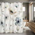 thumbnail image 3 of Watercolor Blue and Beige Floral Shower Curtain 72x72 inch, Soft Neutral Botanical Bathroom Decor with 12 Hooks, 3 of 6