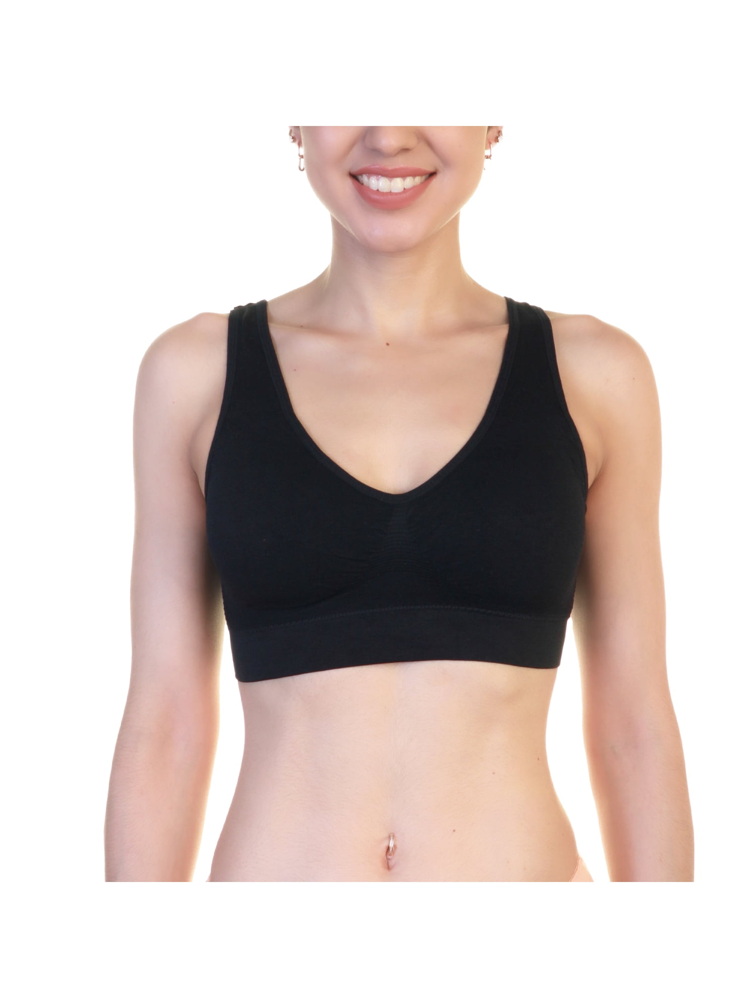 Angelina Wire-Free Seamless U-Back Bralettes with Adjustable Closure (6-Pack)
