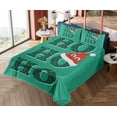 thumbnail image 4 of Ambesonne Christmas Emoji Fitted & Top Sheet Set with Sham, Xmas Santa Ho Ho Ho, Jade Green and Red, 4 of 5