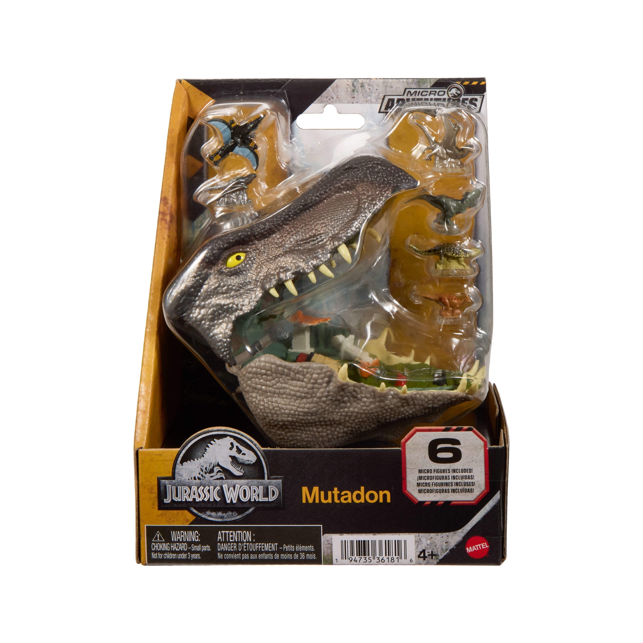 Jurassic World Rebirth Micro Adventure Mutadon Head, Playset Interactive Features & Small Figures
