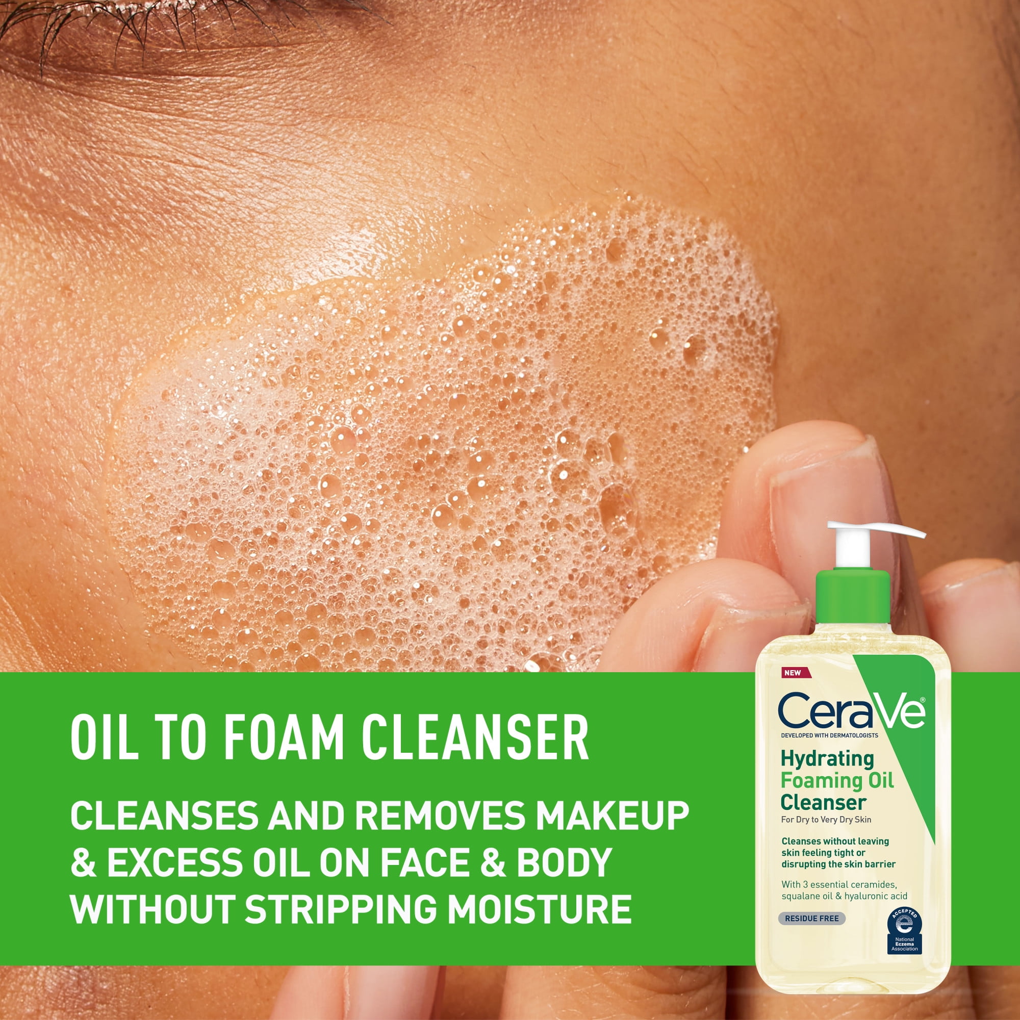 CeraVe Hydrating Foaming Oil Cleanser, Daily Face Wash For Dry to Very Dry Skin, 8 fl oz