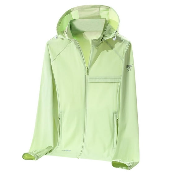 Plus Size Jackets for Women New Women's Lightweight Athletic Jacket Sun Protection Full Zip Long Sleeve Coat with Pockets for Hiking Outdoor Green 5XL