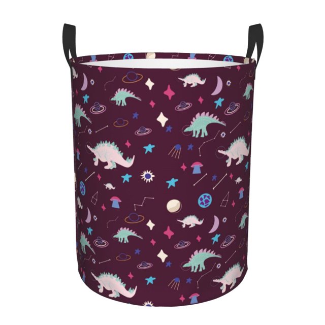 Fotbe Space Dinosaur Cesto de Ropa con Asas, Cesto Impermeable de Gran Capacidad, Bolsa de Lavado para Dormitorio, Cesto de Ropa con Ruedas y Asas-Small