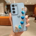 thumbnail image 2 of Samsung Galaxy S21 5g Phone Case with Heart Bracelet Chain Strap Luxury Plating Cute Love Hearts Cover with Aesthetic Hearts Hand Chain for Women Camera Protection Shockproof Bumper (Blue), 2 of 10