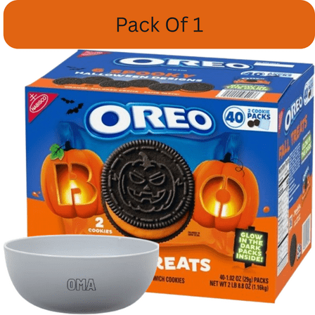 OREO Fall Treats Orange Creme Sandwich Cookies, 1.02 oz., 40 Pack With White Bowl By OMA