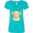 thumbnail image 3 of Inktastic Adorable Highland Cow Charm Women's V-Neck T-Shirt, 3 of 5