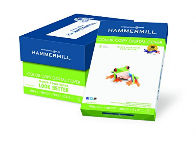 Photo 1 of Hammermill Paper, Color Copy Digital Cover, 100 lb, 17 x11, 100 Bright, 750 Sheets / 3 Pack Case, (133202C), Made In The USA