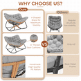 thumbnail image 3 of Pirecart Rocking Papasan Chair with Footrest, Indoor Outdoor Papasan Rocking Chair with Cushion, Oversized Wicker Rocking Chair, Gray, 3 of 10