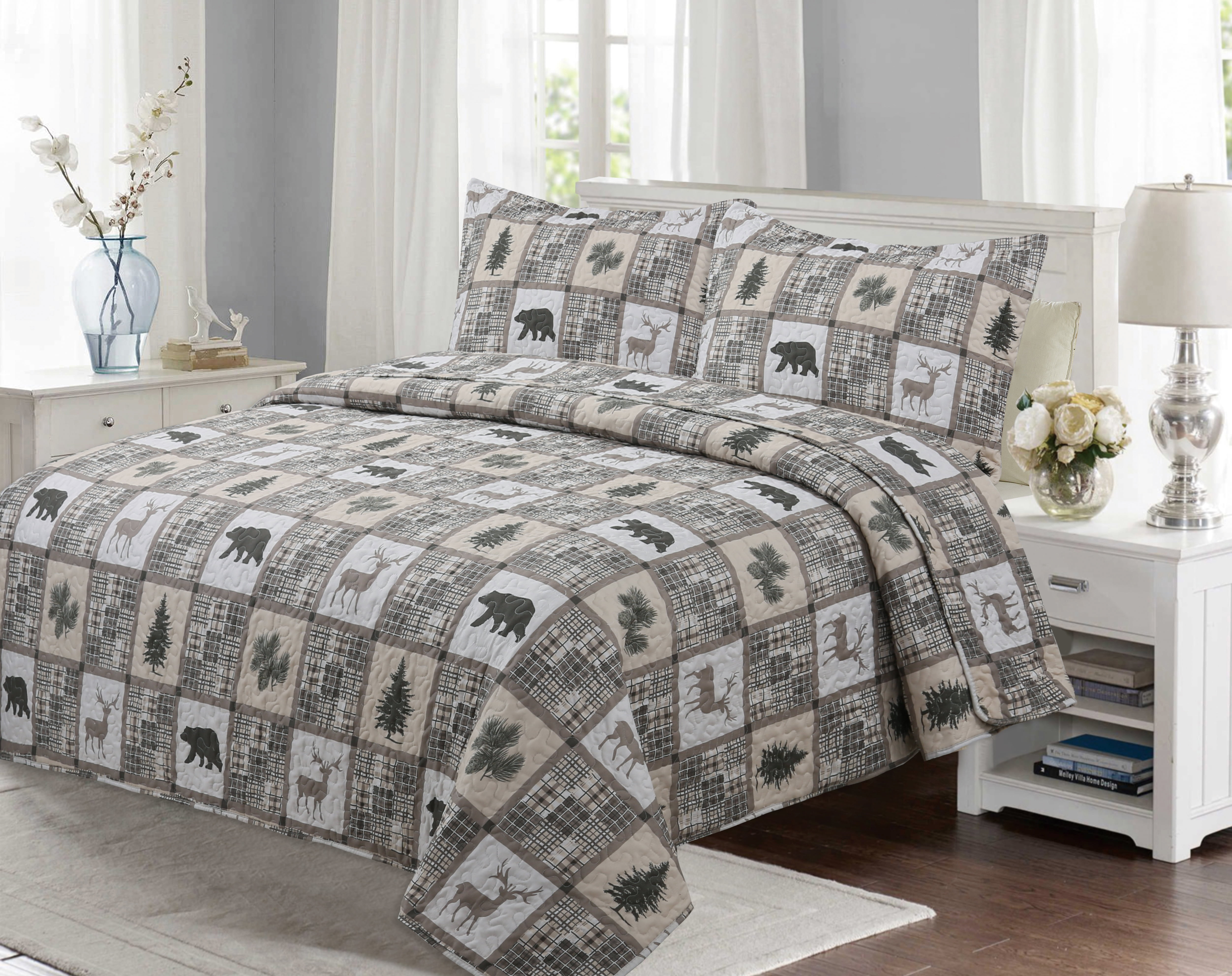 Marina Decoration Rich Printed Stitching Coverlet Bedspread Ultra Soft Summer Bedding Quilt Set with Quilted Sham