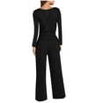 thumbnail image 4 of Azrian Womens Fall and Winter Loungewear Suit Sports Set Women's Casual Solid Color Round Neck Pocket Long Sleeve Jumpsuits, 4 of 8
