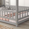 thumbnail image 4 of Miniyam Full Size Floor Bed with Rail for Toddler, House-Shaped Desing, Gray, 4 of 8