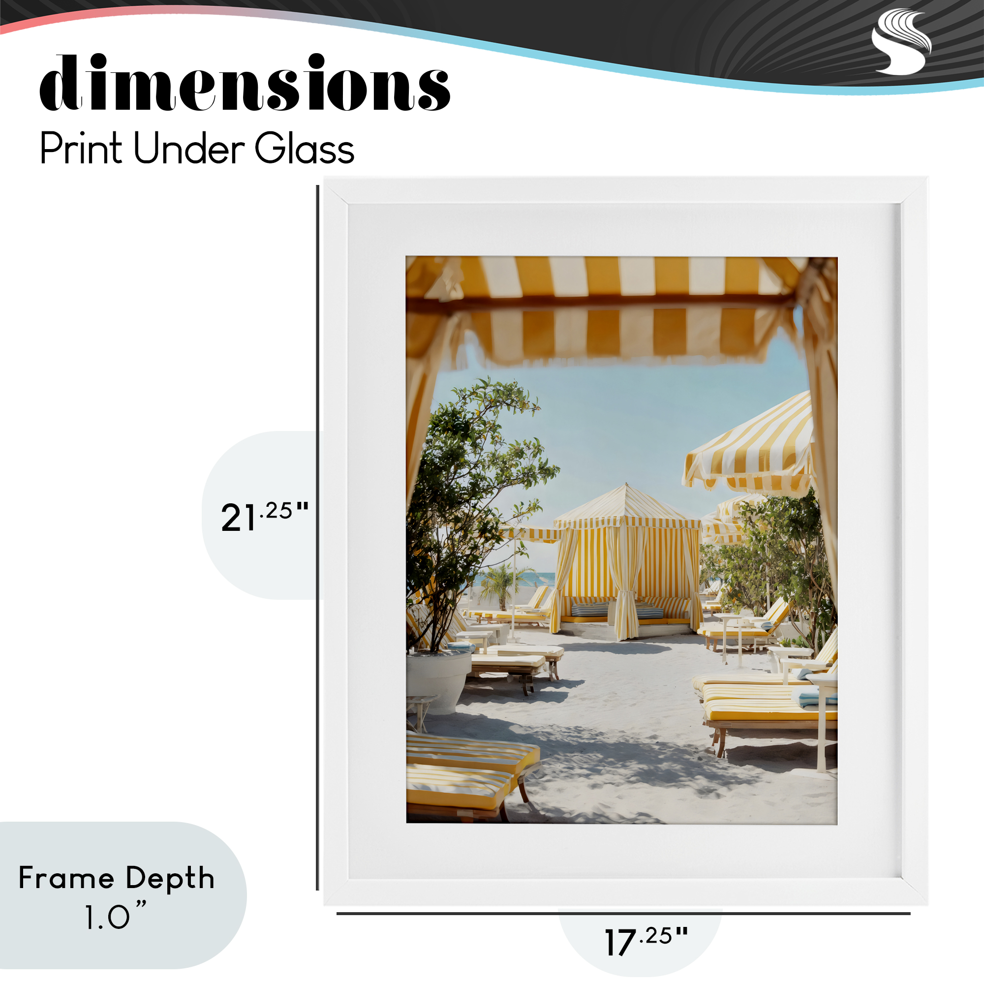 Stupell Industries Yellow Striped Beach Cabanas White Framed Print Under Glass, design by Franklyn Gregory