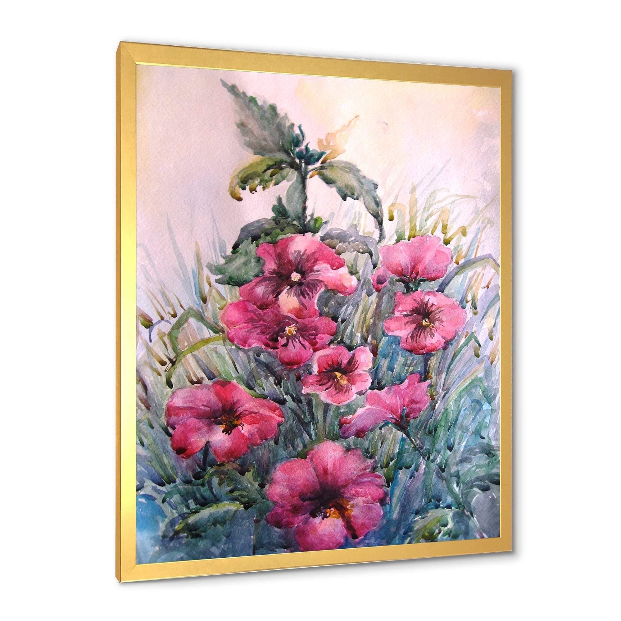 Designart 'Blossoming Hibiscus Flowers In The Wild' Traditional Framed Art Print