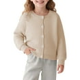thumbnail image 6 of SonxaHe Toddler Girls Sweaters Warm Soft Striped Cable Knit Cardigan Child Cozy Outerwear Autumn Winter Sweater Beige,Sized 4-5, 6 of 6